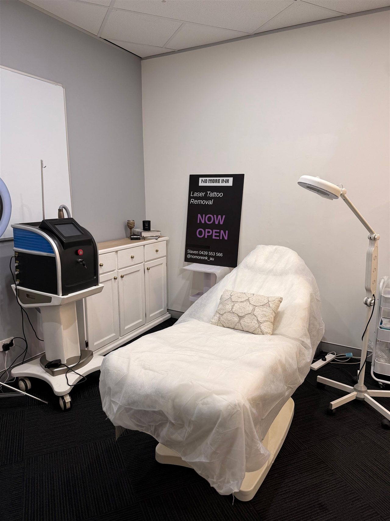 Treatment chair and equipment at the North Sydney studio
